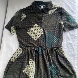 Urban Outfitters Dottie Collared Mini Dress In Green